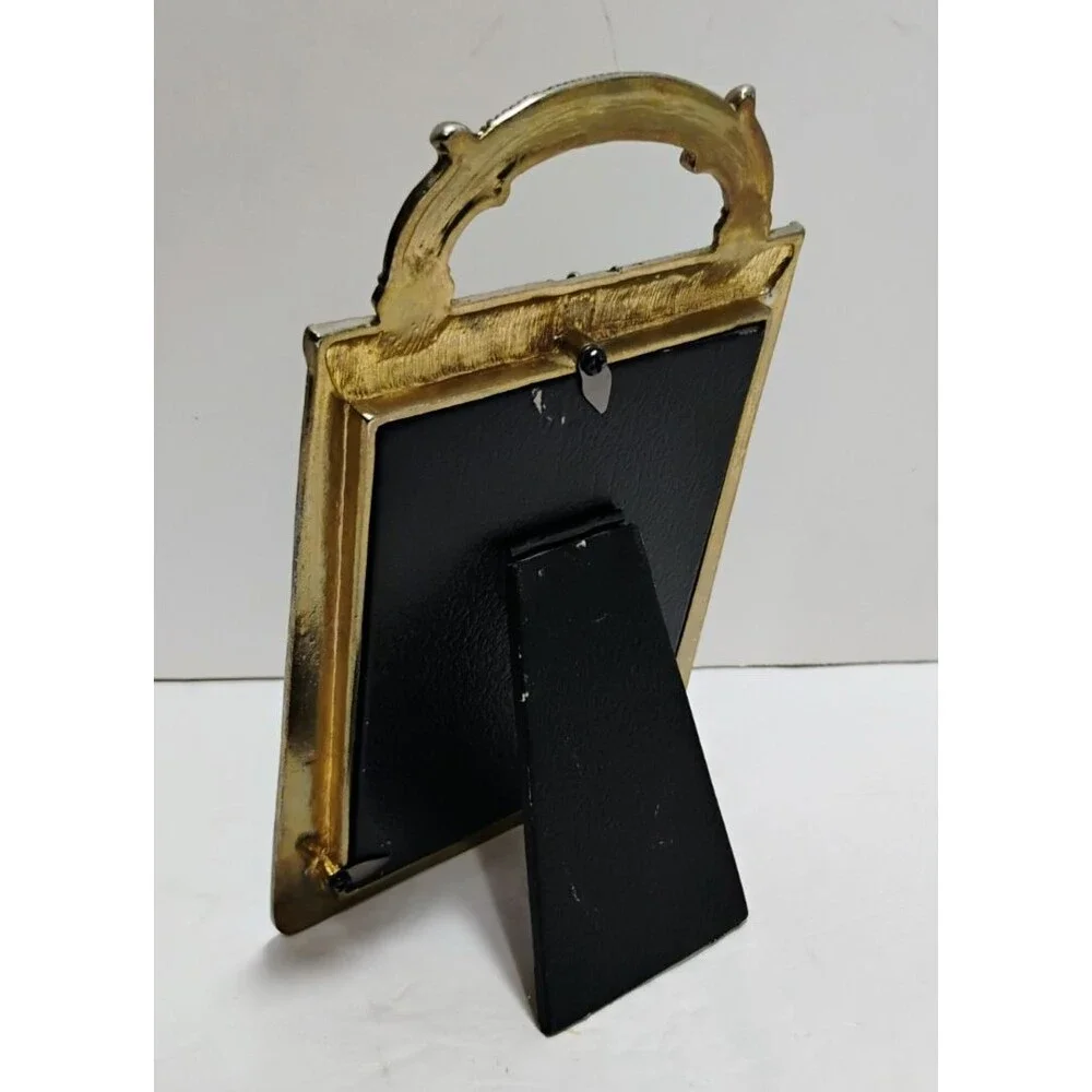 Vintage Gold Metal Jeweled Ornate Photo Picture Frame 3x5 Photo GORGEOUS 7